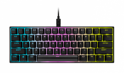 Teclado Gamer Corsair K65 RGB Mini 60%, Teclado Mecánico, Switch Cherry MX Speed, Alámbrico, Negro (Inglés) 