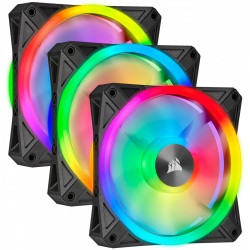 Ventilador Corsair iCUE QL120 RGB, 120mm, 1500RPM, Negro/Gris - 3 Piezas 