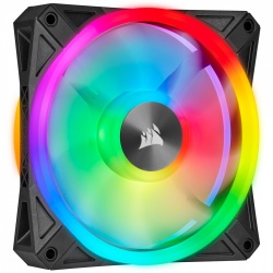 Ventilador Corsair iCUE QL140 RGB, 140mm, 1250RPM, Negro/Gris, 2 Piezas 