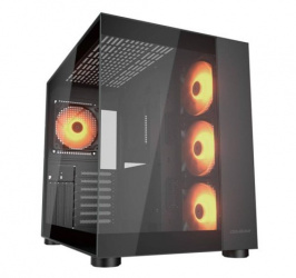 Gabinete Cougar FV150 RGB, Midi-Tower, ATX/Micro-ATX/Mini-ITX, USB 2.0, sin Fuente, sin Ventiladores Instalados, Negro 