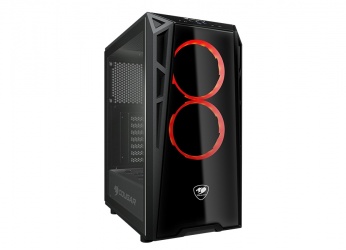Gabinete Cougar Turret con Ventana LED Rojo, Midi-Tower, ATX/Micro-ATX/Mini-ITX, USB 2.0/3.1, sin Fuente, Negro 