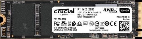 SSD Crucial CT1000P1SSD8 NVMe, 1TB, M.2, 1700 MB/s Escritura, 2000 MB/s Lectura, PCI Express 3.0  