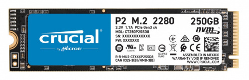 SSD Crucial P2 NVMe, 250GB, PCI Express 3.0, M.2 