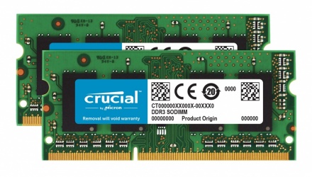 Memoria RAM Crucial DDR3, 1600MHz, 8GB (2 x 4GB), Non-ECC, CL11, SO-DIMM 