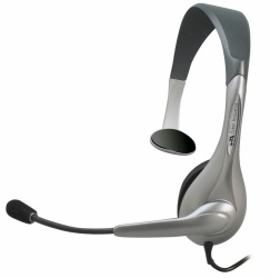 Cyber Acoustics Headset con Micrófono Monoaural AC-101, Alámbrico, Negro/Plata 