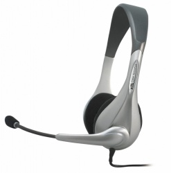 Cyber Acoustics Headset con Micrófono Deluxe Stereo AC-401, Alámbrico, Negro/Plata 
