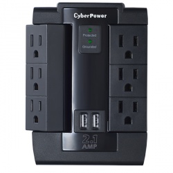 CyberPower Supresor de Picos CSP600WSU, 6 Contactos, 1200 Joules 