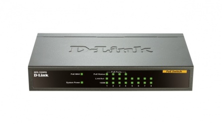 Switch D-Link Fast Ethernet DES-1008PA, 8 Puertos 10/100Mbps, 10Gbit/s, 2000 Entradas - No Administrable 