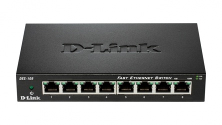 Switch D-Link Fast Ethernet DES-108, 8 Puertos 10/100Mbps, 1.6Gbit/s, 1000 Entradas - No Administrable 