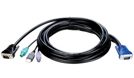 D-Link Cable KVM-402, D-Sub 15pin - D-Sub 15pin, USB 2.0/2 x PS/2, 3 Metros, Negro 