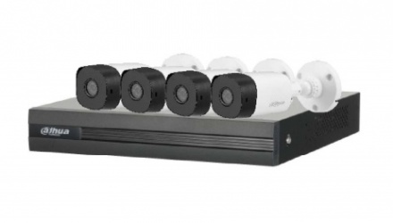 Dahua Kit de Vigilancia DH-KIT/XVR1B08/4-B1A21 de 4 Cámaras CCTV Bullet y 8 Canales, con Grabadora 