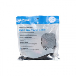 Dahua Cable Coaxial BNC/DC Macho - BNC Macho/DC Hembra, 10 Metros, Negro 