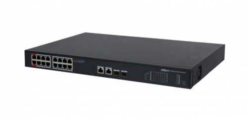 Switch Dahua Gigabit Ethernet PFS3220-16GT-190, 16 Puertos PoE 10/100/1000 + 2 Puertos SFP, 52 Gbit/s, 8.000 Entradas - No Administrable 