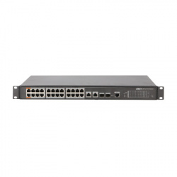 Switch Dahua Fast Ethernet PFS4226-24ET-240, 24 Puertos PoE 10/100Mbps + 2 Puertos SFP, 8.8 Gbit/s, 4.000 Entradas - Administrable 
