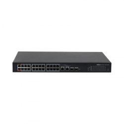 Switch Dahua Fast Ethernet DHT3720026, 24 Puertos PoE 10/100Mbps + 2 Puertos SFP, 8.8Gbit/s, 360W, 16.000 Entradas - Administrable 