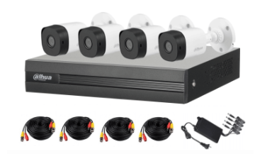 Dahua Kit de Vigilancia DH-XVR1B04-I de 4 Cámaras CCTV Bullet con Grabadora de 4 Canales 