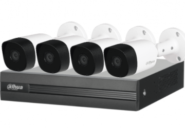 Dahua Kit de Vigilancia KITXVR1B04H Wiz Sense de 4 Cámaras CCTV Bullet y 4 Canales, con Grabadora y Accesorios 