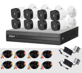 Dahua Kit de Vigilancia KITXVR1B08 Wiz Sense de 8 Cámaras CCTV Bullet con Grabadora de 8 Canales 