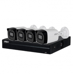 Dahua Kit de Vigilancia NVR1104HS-P-S3 de 4 Cámaras IP Bullet con Grabadora de 4 Canales  