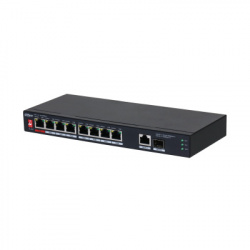 Switch Dahua Gigabit Ethernet PFS3110-8ET1GT1GF-96, 8 Puertos PoE 10/100/1000, 5.6 Gbit/s, 8.000 Entradas -  No Administrable 
