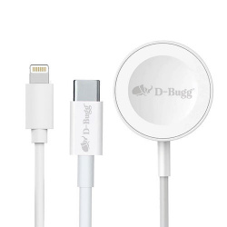 D-Bugg Cable de Carga 2 en 1 Lightning - Cargador Inalámbrico, 1 Metro, Blanco 