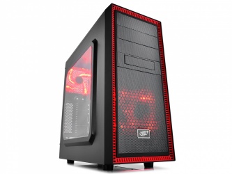 Gabinete DeepCool Tesseract SW-RD con Ventana LED Rojo, Midi-Tower, ATX/Micro-ATX/Mini-ITX, USB 3.0, sin Fuente, Negro/Rojo 