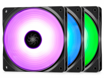 Ventilador DeepCool RF120-3 IN 1 RGB, 120mm, 500 - 1500RPM, Negro, 3 Piezas 