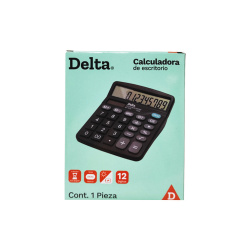 Delta Calculadora de Escritorio 7807CDE, 12 Dígitos, Batería/Energía Solar, Negro 