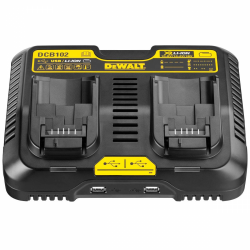DeWALT Cargador Doble de Batería Ión de Litio DCB102, 12/20V 