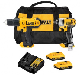 DeWALT Taladro de Batería con Percusión DCK222D2-B3, Inalámbrico, 1/2”, 20V, Negro/Amarillo ― incluye Atornillador de Impacto 