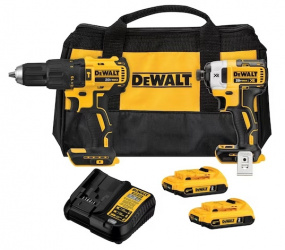 DeWALT Kit Taladro Percutor +  Atornillador de Impacto DCK223D2-B3, Inalámbrico, 1/2