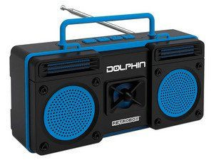 Dolphin Bocina Portátil RTX-20 Retro, Bluetooth, Alámbrico/Inalámbrico, USB, Radio FM, Azul/Negro 