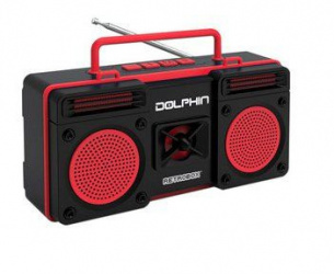 Dolphin Bocina Portátil RTX-20 Retro, Bluetooth, Alámbrico/Inalámbrico, USB, Radio FM, Rojo/Negro 