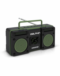 Dolphin Bocina Portátil RTX-20 Retro, Bluetooth, Alámbrico/Inalámbrico, USB, Radio FM, Verde/Negro 