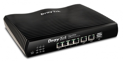 Router Draytek Gigabit Ethernet con Firewall Vigor2926, Alámbrico, 4x RJ-45, 2x USB 2.0, Negro 