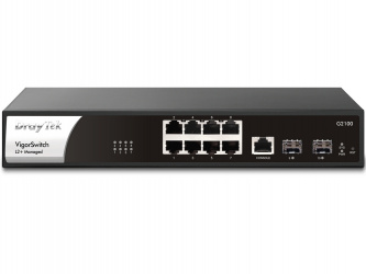 Switch DrayTek Gigabit Ethernet VigorSwitch G2100, 8 Puertos 10/100/1000Mbps + 2 Puertos SFP, 20 Gbit/s, 8.000 Entradas - Administrable 