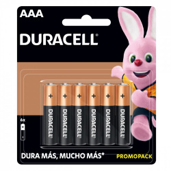 Duracell Pila Alcalina AAA, 1.5V, 6 Piezas 
