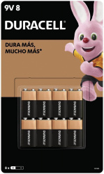 Duracell Pila C, 9V, 8 Piezas 