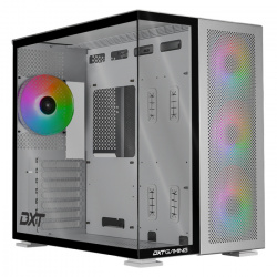 Gabinete Dxt Gaming Titan T5 CDXTT5M, Midi-Tower, ATX/Micro-ATX/Mini-ITX, USB 3.0, sin Fuente, 4 Ventiladores Instalados, Gris ― No cuenta con la tapa de cristal lateral; además, tiene algunas abolladuras. 