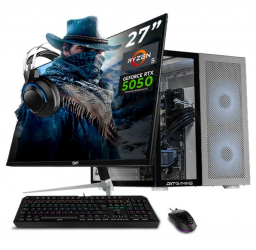 Computadora Gamer Dxt Gaming TITÁNT T7, AMD Ryzen 5 9600X, NVIDIA GeForce RTX 5050, 32GB, 1TB SSD, Wi-Fi, Windows 11 Prueba + Teclado/Mouse/Monitor de 27