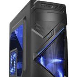 Gabinete Eagle Warrior CG-07R1 LED Azul, ATX/micro-ATX, USB 2.0, sin Fuente, Negro 