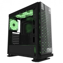 Gabinete Eagle Warrior Blade A6 con Ventana LED Verde, Tower, ATX/Micro-ATX, USB 2.0/3.0, sin Fuente, Negro 