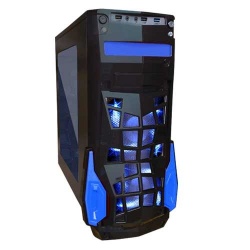 Gabinete Eagle Warrior FS-2 con Ventana LED Azul, Torre, ATX/Micro-ATX, USB 2.0/3.0, sin Fuente, Negro/Azul 