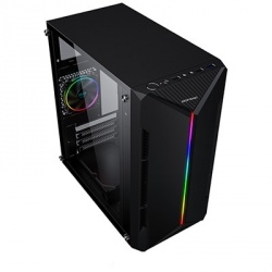 Gabinete Eagle Warrior TITANS con Ventana RGB, Micro-Tower, Micro ATX, USB 3.0, sin Fuente, Negro 