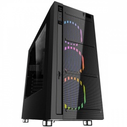 Gabinete Eagle Warrior Skynet Plus con Ventana RGB, Tower, ATX/Micro-ATX, USB 2.0/3.0, sin Fuente, Negro 