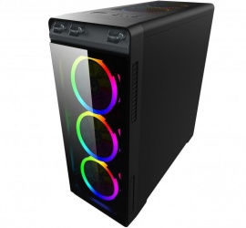 Gabinete Eagle Warrior Mirror Plus RGB, Tower, ATX/Micro-ATX, USB 2.0/3.0, sin Fuente, Negro 