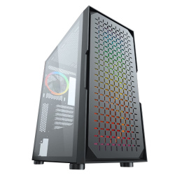 Gabinete Eagle Warrior Yamato con Ventana RGB, Midi-Tower, ATX/Micro ATX/Mini-ATX, USB 3.0, sin Fuente, sin Ventiladores Instalados, Negro ― Daños menores / estéticos - Daño estetico, funcional. 