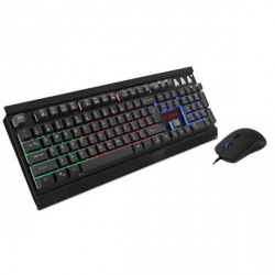 Kit Gamer de Teclado y Mouse Eagle Warrior FÉNIX, Alámbrico, USB, Negro (Inglés) 