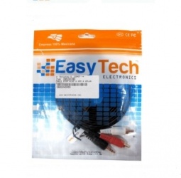 Easy Tech Cable 2x RCA Macho - 3.5mm Macho, 3 Metros, Negro 