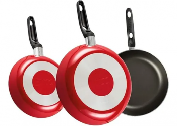 Ecko Juego de Sartenes 973428, 3 Piezas, Antiadherente, Aluminio, Rojo  